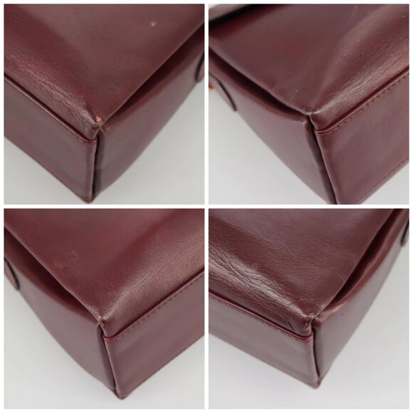 CELINE Shoulder Bag Leather Wine Red Gold Auth - Picture 15 of 15